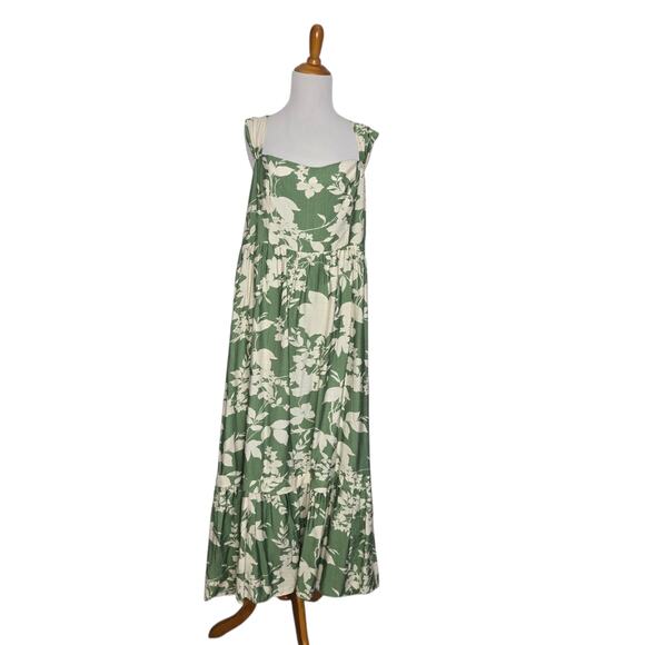 NEW Baltic Born Aita Maxi Dress Tiered Ruffle Summer Green Floral Women 1X - Picture 2 of 13